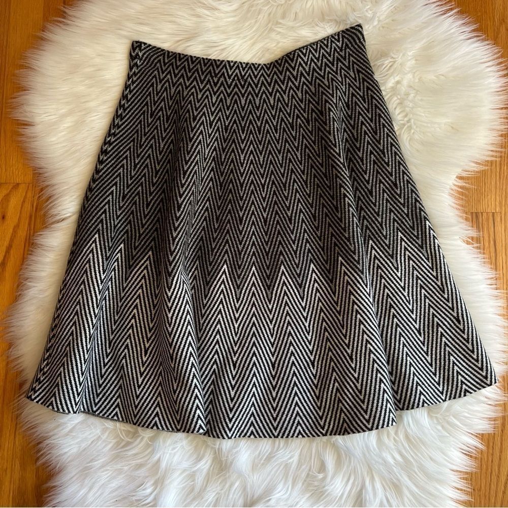 Sioni Black and Cream A-Line Chevron Skirt